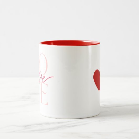 Red Typography Valentijnsdag Love Coffee Cup Mok (Center)