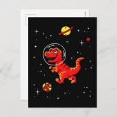 Red Tyrannosaurus rex dinos in de ruimte Briefkaart (Voorkant / Achterkant)