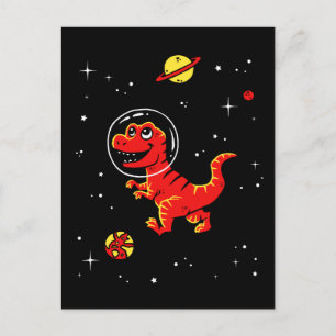 Red Tyrannosaurus rex dinos in de ruimte Briefkaart