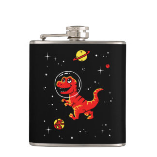 Red Tyrannosaurus rex dinos in de ruimte Heupfles