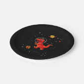 Red Tyrannosaurus rex dinos in de ruimte Papieren Bordje (Gekanteld)