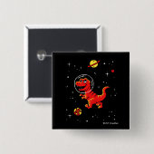Red Tyrannosaurus rex dinos in de ruimte Vierkante Button 5,1 Cm (Voorkant /achterkant)