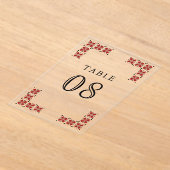 Red Ukrainian Wedding Acrylic Table Number Acryl Uitnodigingen (Laagn)