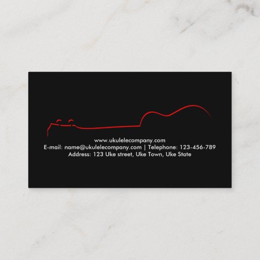 Red Ukulele Contour Visitekaartje (Achterkant)