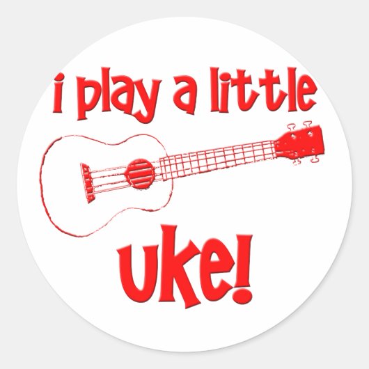 Red Ukulele Ronde Sticker (Voorkant)