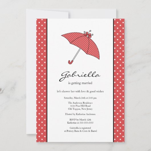 Red Umbrella Bridal Shower Kaart (Voorkant)