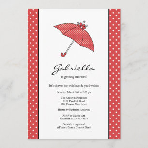 Red Umbrella Bridal Shower Kaart