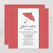 Red Umbrella Bridal Shower Kaart (Voorkant / Achterkant)