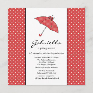 Red Umbrella Bridal Shower Kaart