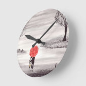 Red umbrella I Love You romantic Wedding rustic Ronde Klok (Hoek)