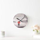 Red umbrella I Love You romantic Wedding rustic Ronde Klok (Huis)