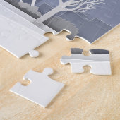 Red umbrella in Parijs paar Valentijnse Legpuzzel (Zijkant)