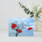 Red Umbrella Tree Briefkaart (Staand voorkant)