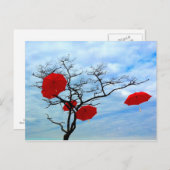 Red Umbrella Tree Briefkaart (Voorkant / Achterkant)