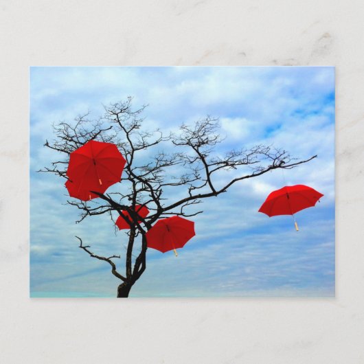 Red Umbrella Tree Briefkaart (Voorkant)