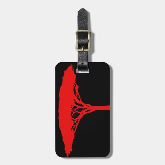 Red Umbrella Tree gepersonaliseerd Bagagelabel (Voorkant verticaal)