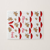 Red Umbrellas Cats Jigzaag Puzzle Daisy Legpuzzel (Horizontaal)