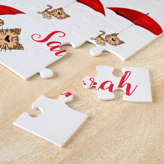 Red Umbrellas Cats Jigzaag Puzzle Daisy Legpuzzel (Zijkant)