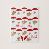 Red Umbrellas Cats Jigzaag Puzzle Daisy Legpuzzel (Verticaal)
