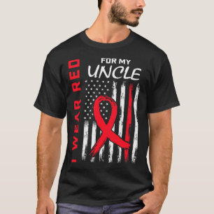Red Uncle Heart Disease Awareness Flag Niece Nephe T-shirt
