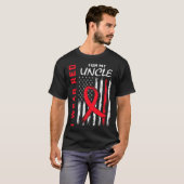 Red Uncle Heart Disease Awareness Flag Niece Nephe T-shirt (Voorkant volledig)