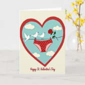 Red Undies Rose Valentine Card Kaart (Gele Bloem)