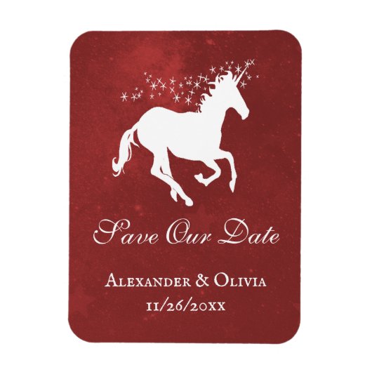 Red Unicorn bewaart de datum magneet (Verticaal)