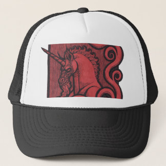 Red Unicorn Black Trucker Hat Pet