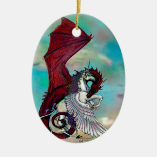 Red Unicorn Horse Pony Dragon Reptile Monster Keramisch Ornament