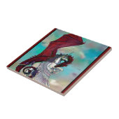 Red Unicorn Horse Pony Dragon Reptile Monster Tegeltje (Zijkant)