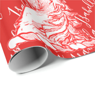 Red Unicorn Pattern Douanenaam Isabella Cadeaupapier