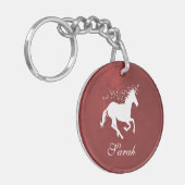 Red Unicorn personaliseer Acrylische Sleutelhanger (Voorkant Links)