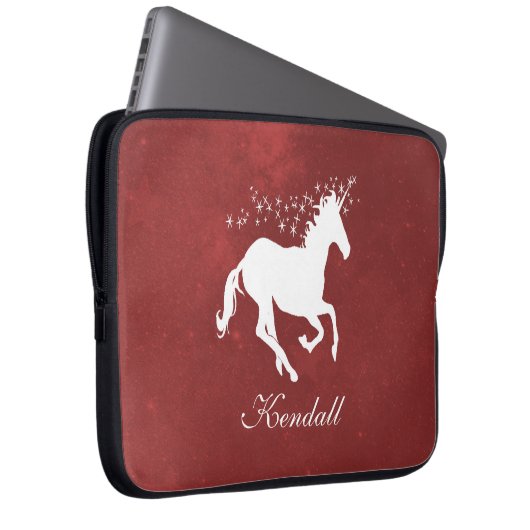 Red Unicorn persoonlijke laptophoes Laptop Sleeve (Voorkant Rechts)