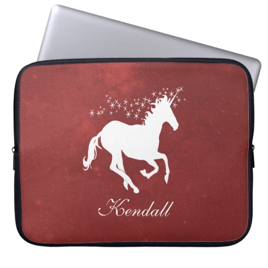 Red Unicorn persoonlijke laptophoes Laptop Sleeve (Voorkant)