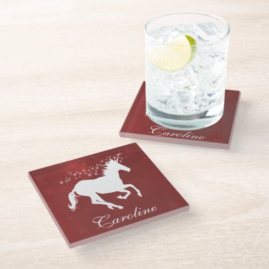 Red Unicorn, speciaal voor glas Onderzetter (Schuin)