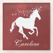 Red Unicorn, speciaal voor glas Onderzetter (Voorkant)