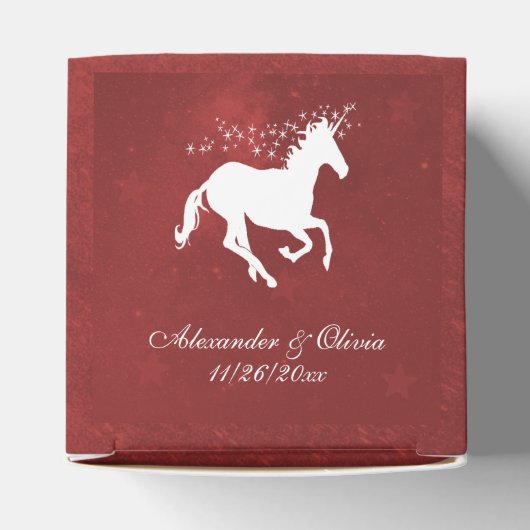 Red Unicorn Wedding Favor Box Bedankdoosjes (Bovenkant)