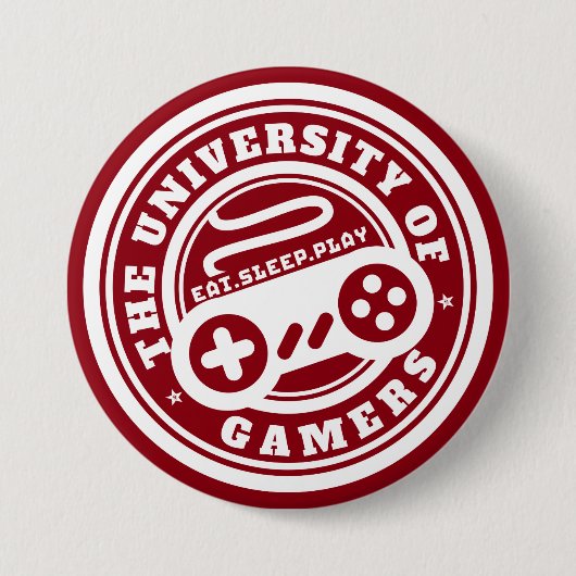 Red University of Gamers Seal Gaming Button (Voorkant)