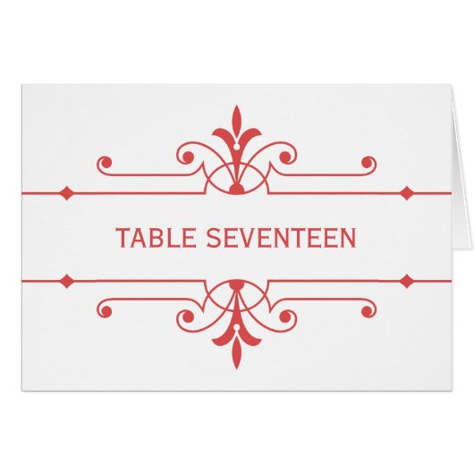 Red v2 Fancy Kaart voor siertabelnummer (Voorkant Horizontaal)
