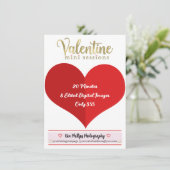 Red Valentijn Gold Mini Sessies Fotografie Kaart (Staand voorkant)