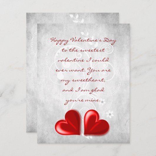 Red Valentijn Harten Flat Note Kaart Notitiekaartje (Voorkant / Achterkant)