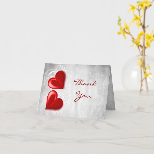 Red Valentijn Harten Hartelijk dank Kaart (Gele Bloem)