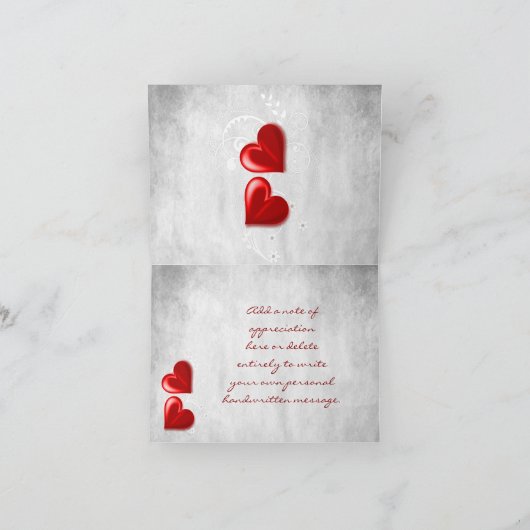 Red Valentijn Harten Hartelijk dank Kaart (Binnen)