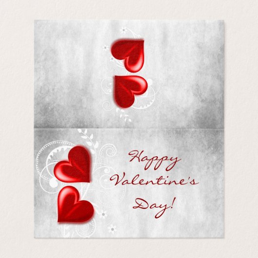 Red Valentijn Hearts Folded Kaart (Buitenkant ongevouwen)