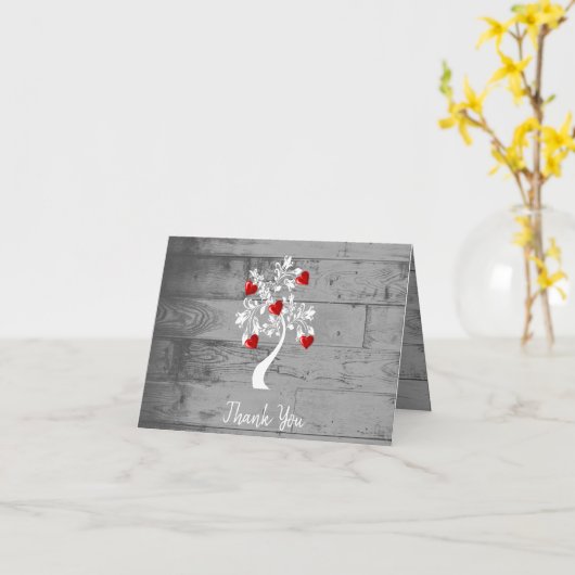 Red Valentijn Hearts Tree Dank je kaart (Gele Bloem)