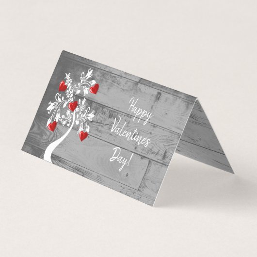 Red Valentijn Hearts Tree Folded Kaart (Voorkant)