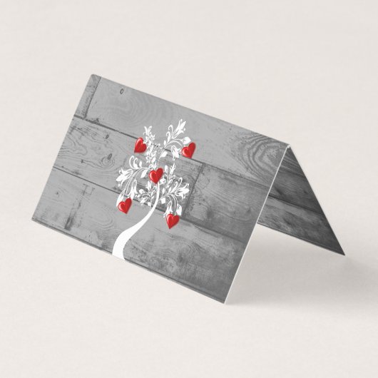 Red Valentijn Hearts Tree Folded Kaart (Achterkant)