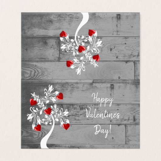 Red Valentijn Hearts Tree Folded Kaart (Buitenkant ongevouwen)