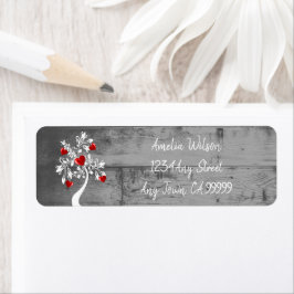 Red Valentijn Hearts Tree Return Address Label