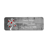 Red Valentijn Hearts Tree Return Address Label (Voorkant)
